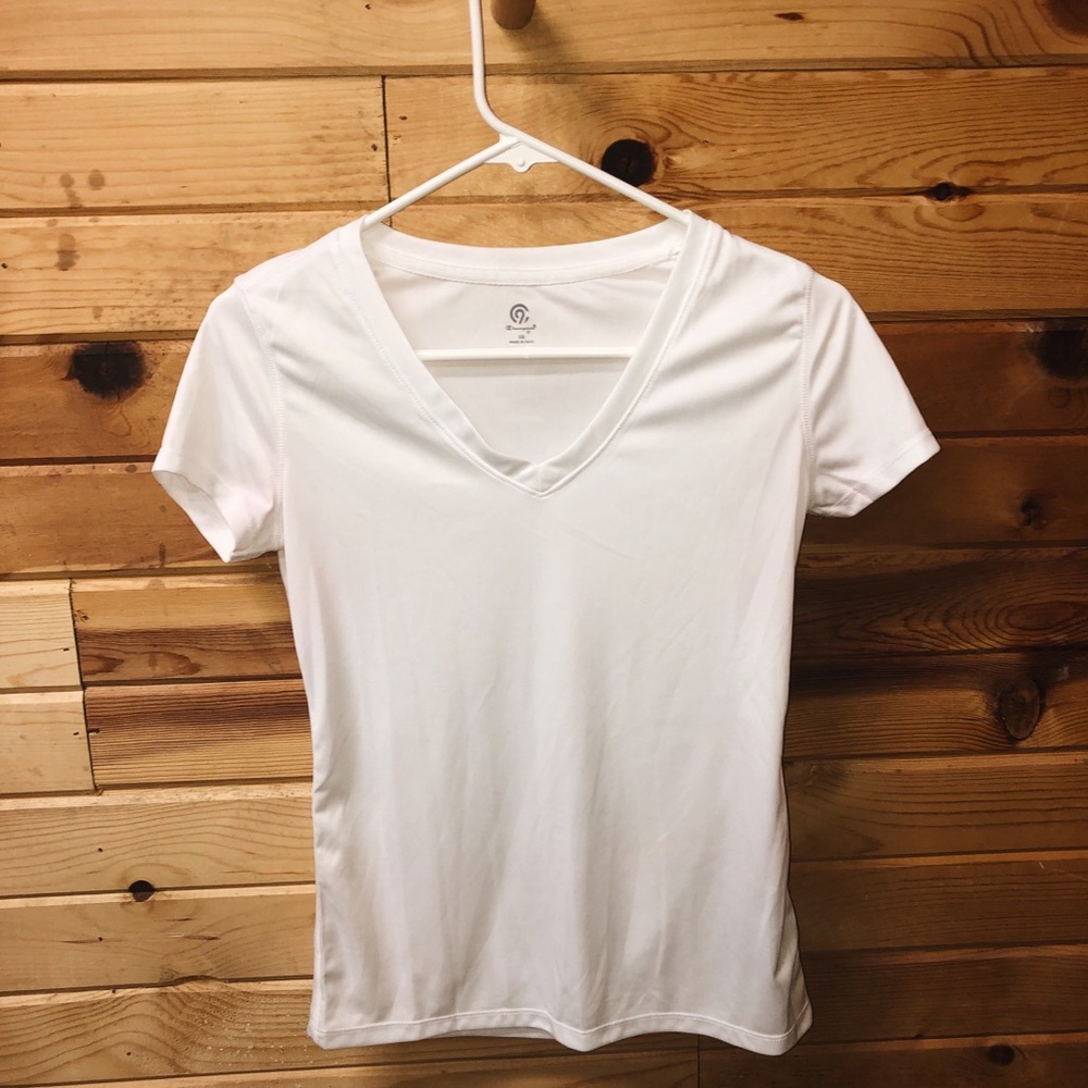 Champion white v-neck tee